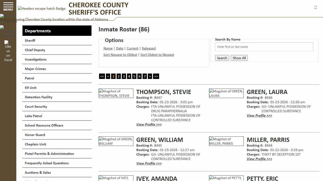Inmate Roster - Current Inmates Booking Date Descending - Cherokee County Sheriff AL